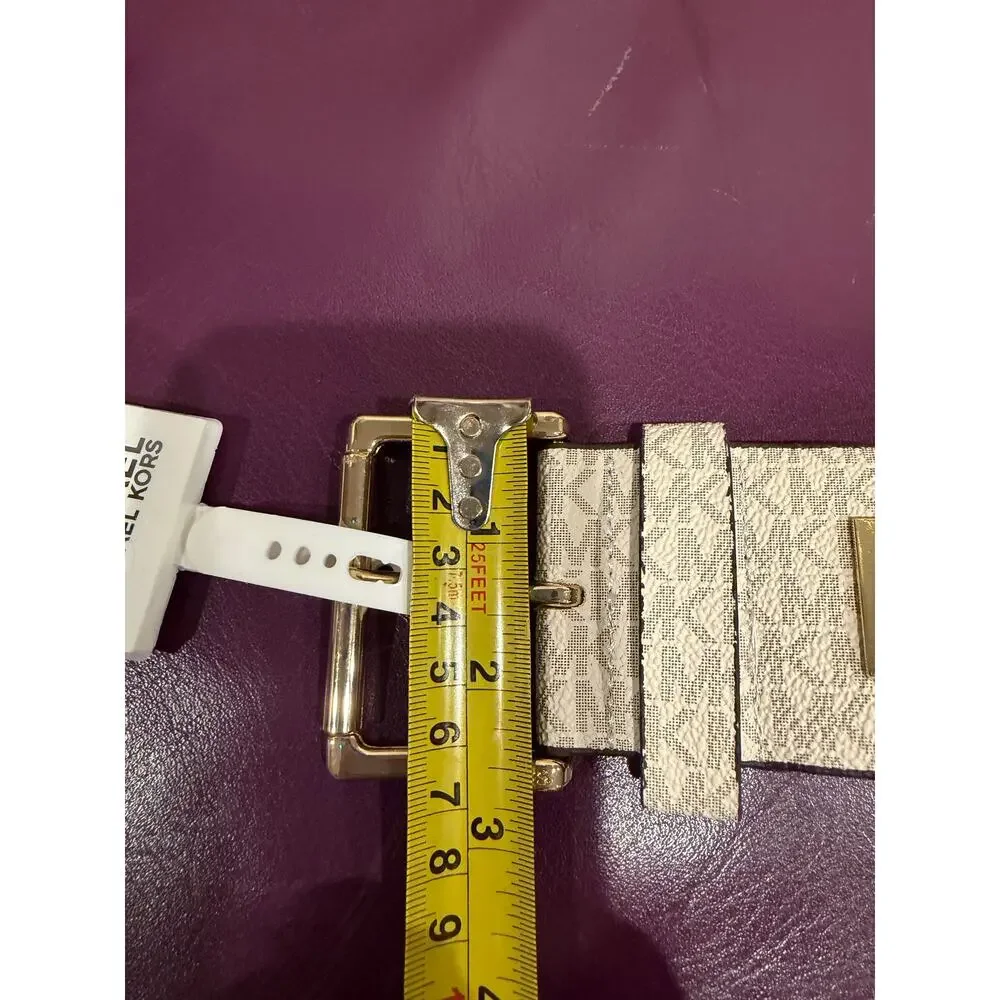 Michael Kors NWT women's stretch belt white signature logo monogram design S/M